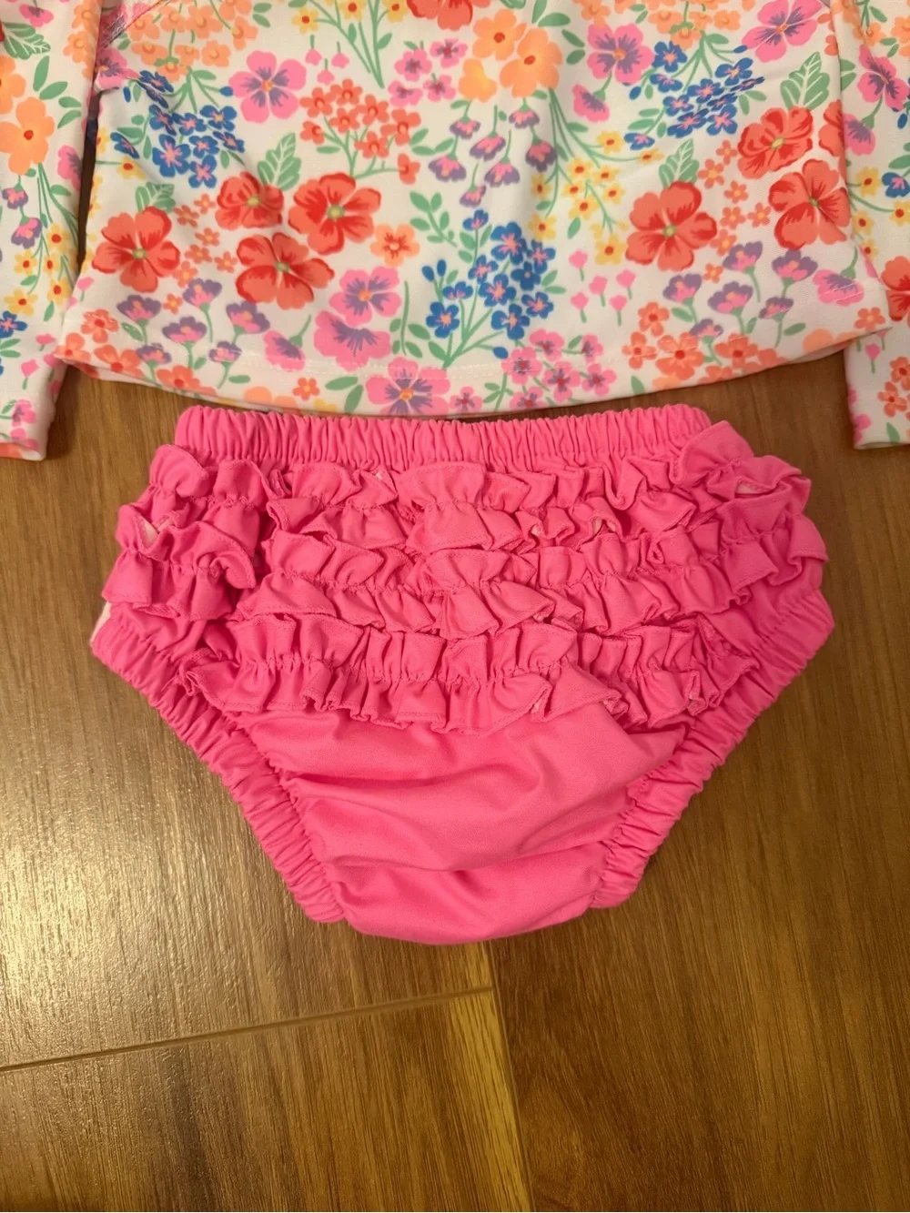 wonder nation Floral Long-Sleeve Rashguard Set in Pink